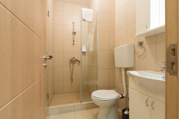 Fototapeta na wymiar Interior of a hotel bathroom