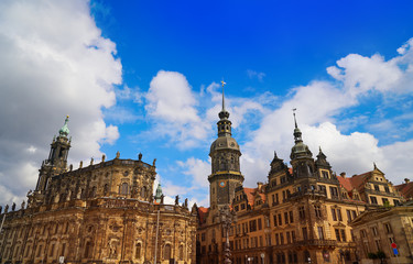 Fototapeta na wymiar Dresden Residenzschloss and Hofkirche buildings