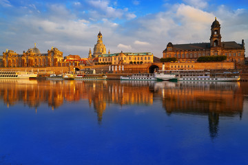 Dresden skyline and Elbe river in Saxony Germany
