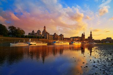 Dresden skyline and Elbe river in Saxony Germany