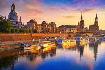 Dresden skyline and Elbe river in Saxony Germany