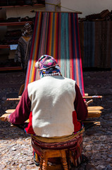 Traditional handmade alpaca wool production in Cuzco, the Sacred Valley of the Incas, Peru, South America