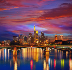 Frankfurt skyline at sunset in Germany