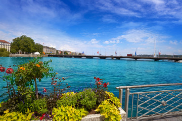 Geneva Geneve at Leman lake in Switzerland