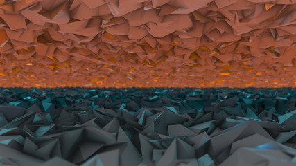 Fototapeta premium Orange low-poly futuristic geometric 3d render background