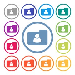 Папка с файлами персональных данных. Разноцветный набор, плоский дизайн.