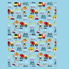 contruction seamless animal cartoon vector