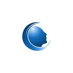 Human head brain silhouette thin lined logo or icon design template, Creative Think Brainstorm ideas Logotype concept icon.
