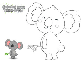 Coloring The Cute Cartoon Koala. Educational Game for Kids. Vector illustration.