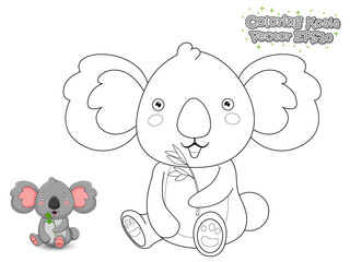 Coloring The Cute Cartoon Koala. Educational Game for Kids. Vector illustration.