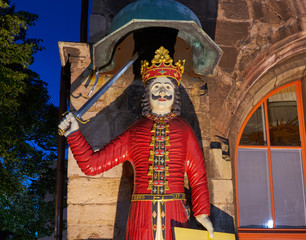 Fototapeta na wymiar Roland figure Stadt Nordhausen Rathaus in Germany