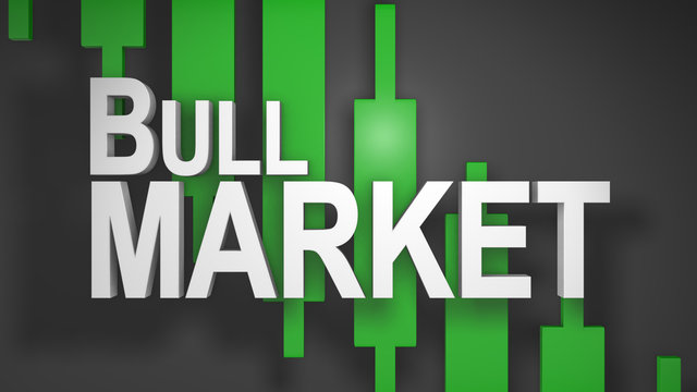 Bull market 3D title for stock market