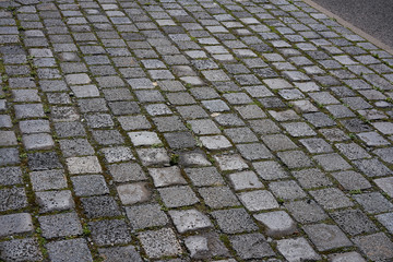 Granite cobblestone pavement in Germany street