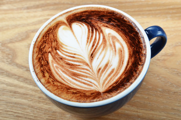 A cup of latte-art hot coffee     