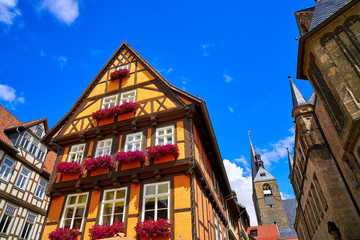 Quedlinburg city facades in Harz Germany