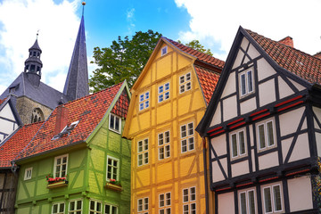 Fototapeta na wymiar Quedlinburg city facades in Harz Germany