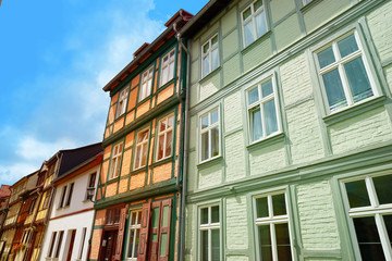 Obraz premium Quedlinburg city facades in Harz Germany