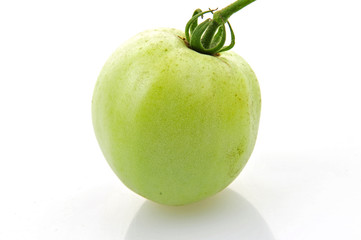 Green tomatoes on a white background