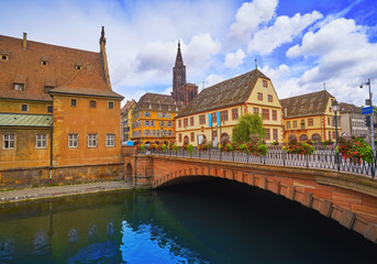 Fototapeta na wymiar Strasbourg city facades and river Alsace France