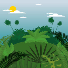 Fototapeta na wymiar rainforest jungle natural scene vector illustration design