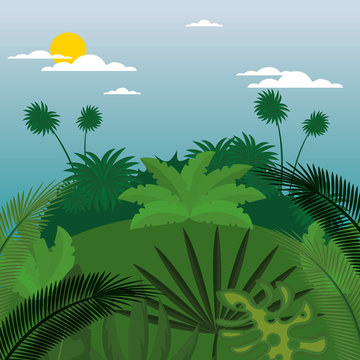 rainforest jungle natural scene vector illustration design