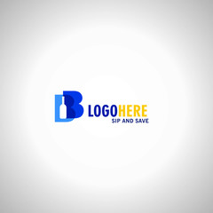 wine company logo symbol bottle and initials letter B 
