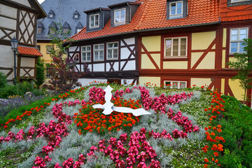Fototapeta na wymiar Wernigerode flower clock in Harz Germany