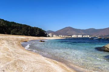 Beautiful beach in Chile, Papudo V region, Los Lilenes. Travel and tourism