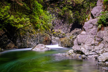 Naklejka na ściany i meble rocky creek inside forest with clear water