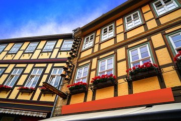 Fototapeta na wymiar Wernigerode facades in Harz Germany Saxony