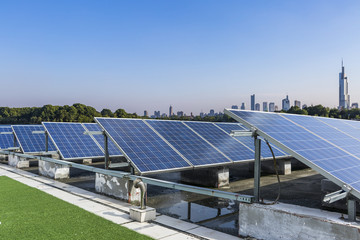 Solar and modern city skyline 