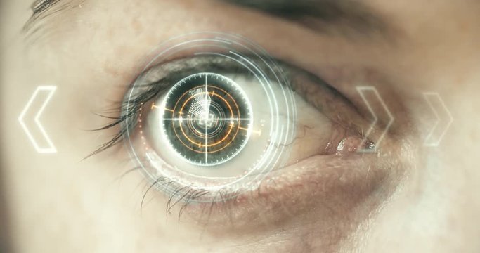 Futuristic Eye HUD monitor. Sci-Fi concept. 4K animation