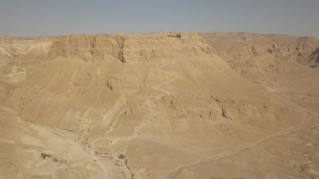 Metsada, Israel, aerial view 4k ungraded flat footage