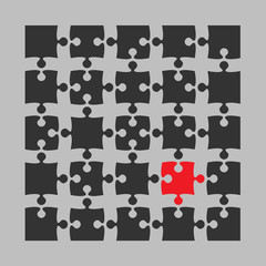 25 Puzzle JigSaw. Vector Object. Piece. Different.