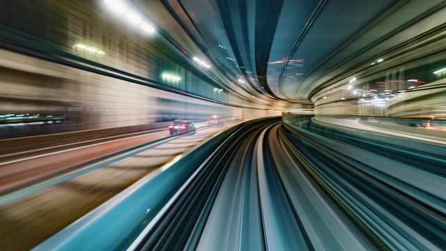 4K Timelapse Sequence of Tokyo, Japan - Hyperlapse POV timelapse through Tokyo via the automated guideway transit called Yurikamome