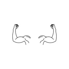 Strong muscular arms vector icon, storng hand logo