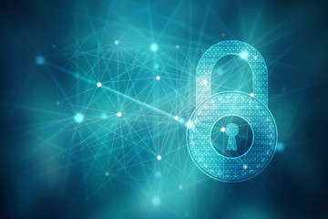 2d illustration Safety concept: Closed Padlock on digital background