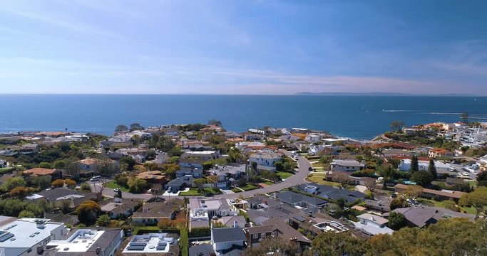 Aerial view of a neighborhood in Corona Del Mar in Orange County, California