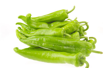 Isolated in the white background of green pepper