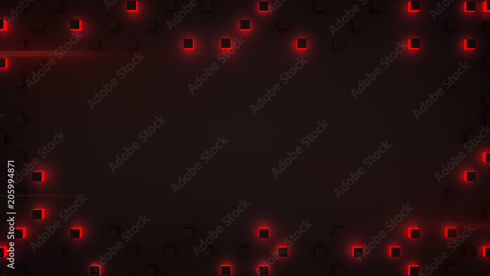Poster frame of red cubes abstract 3d rendering