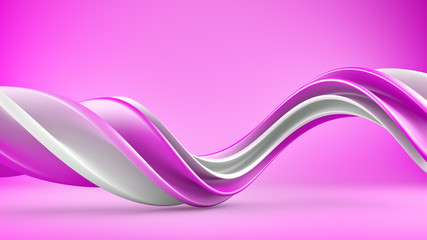 Pink twisted spiral shape 3D rendering