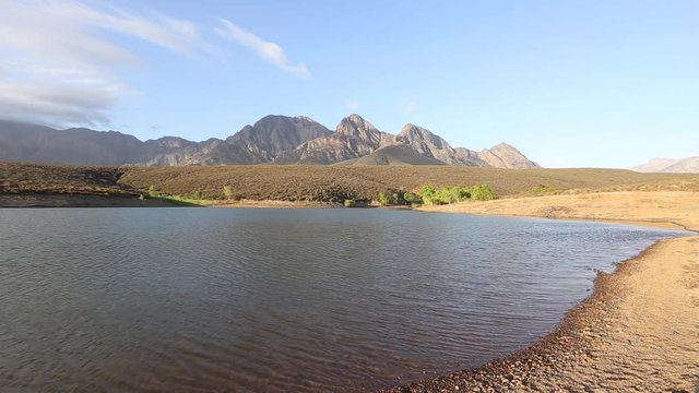 Wide angle view over the mountains of the boland outside worcester in the western cape of south africa
