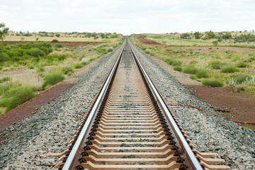 Fototapeta na wymiar Iron Ore Train Rails - Pilbara - Australia