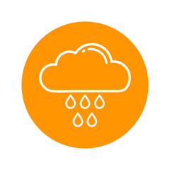 cartoon rainy cloud outline white icon