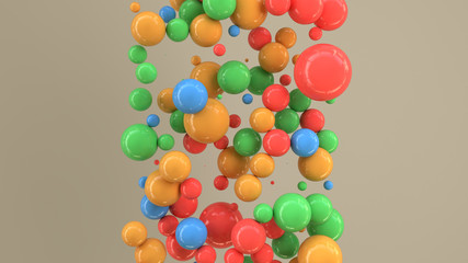 Colorful spheres of random size on white background