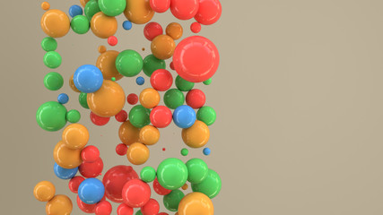 Colorful spheres of random size on white background