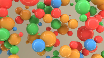 Colorful spheres of random size on white background