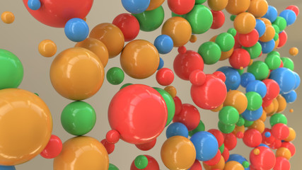 Colorful spheres of random size on white background