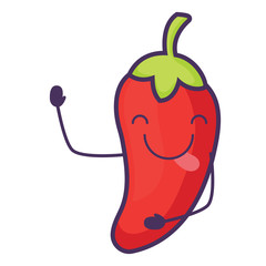Kawaii chili icon  over white background, colorful design. vector illustration
