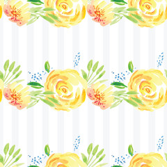 Obraz premium Hand-painted watercolor floral rose Pattern